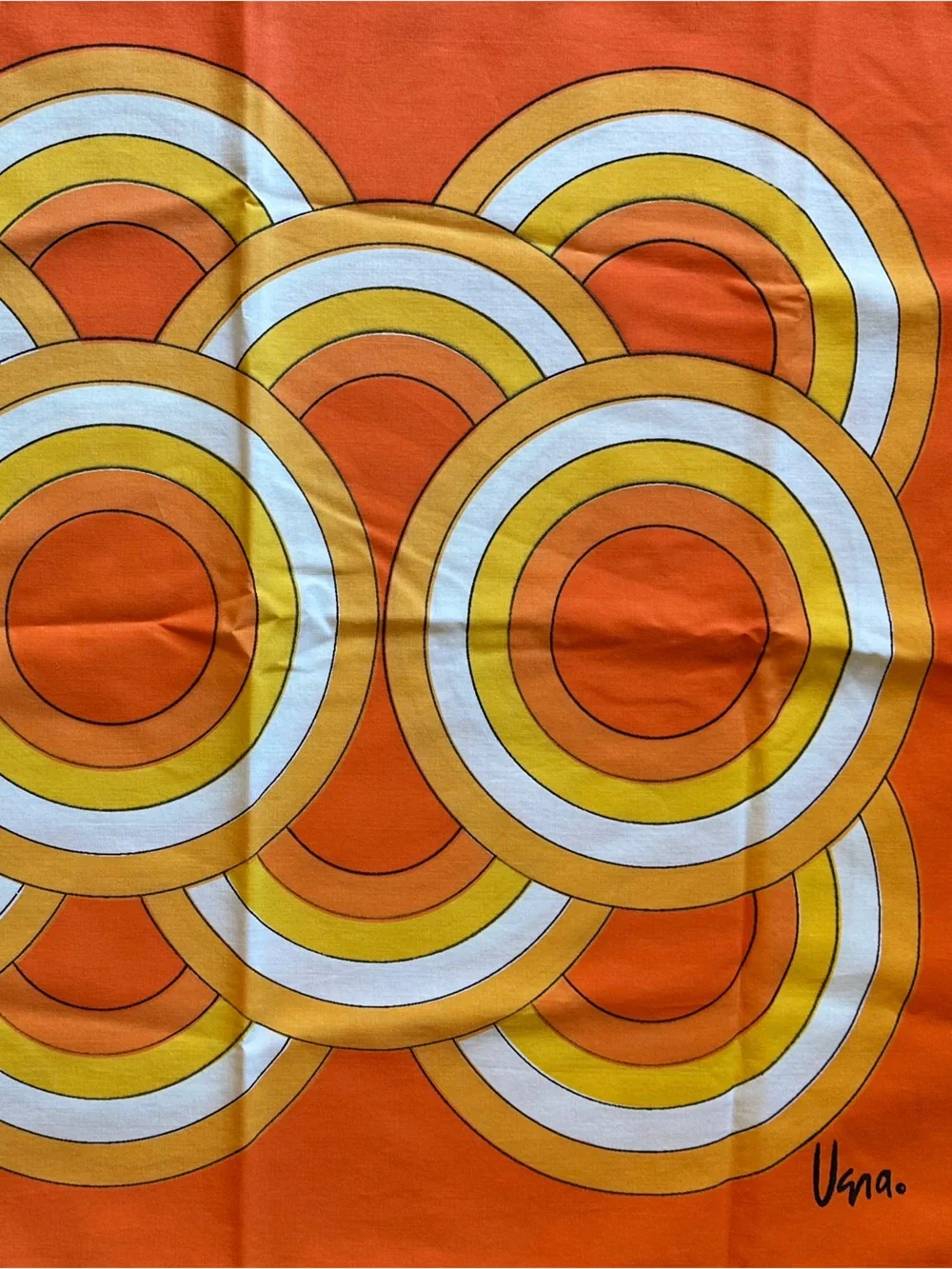 Vintage Vera Mod Orange and Yellow Circle Geometric Full Sheet Set
